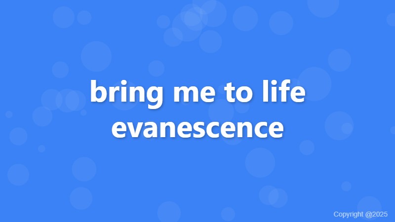 bring me to life evanescence