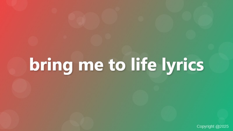 bring me to life lyrics